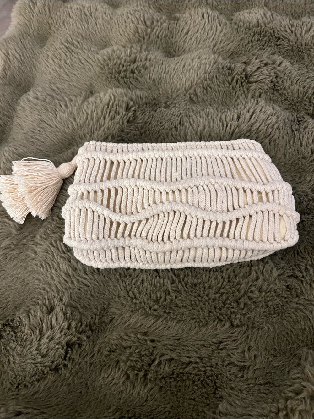 Universal Thread Macramé Tassel Pouch - Cream